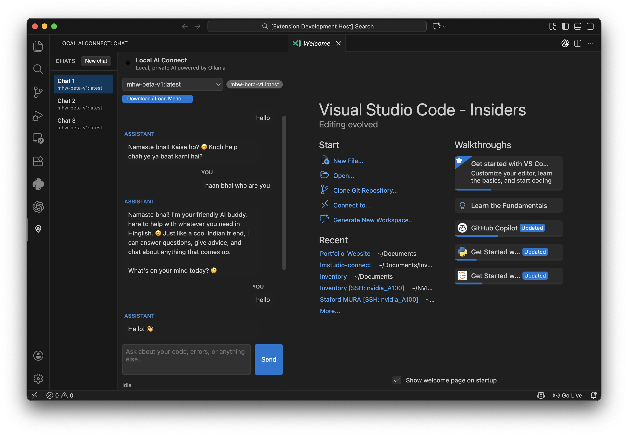 Local AI Connect Chat Interface
